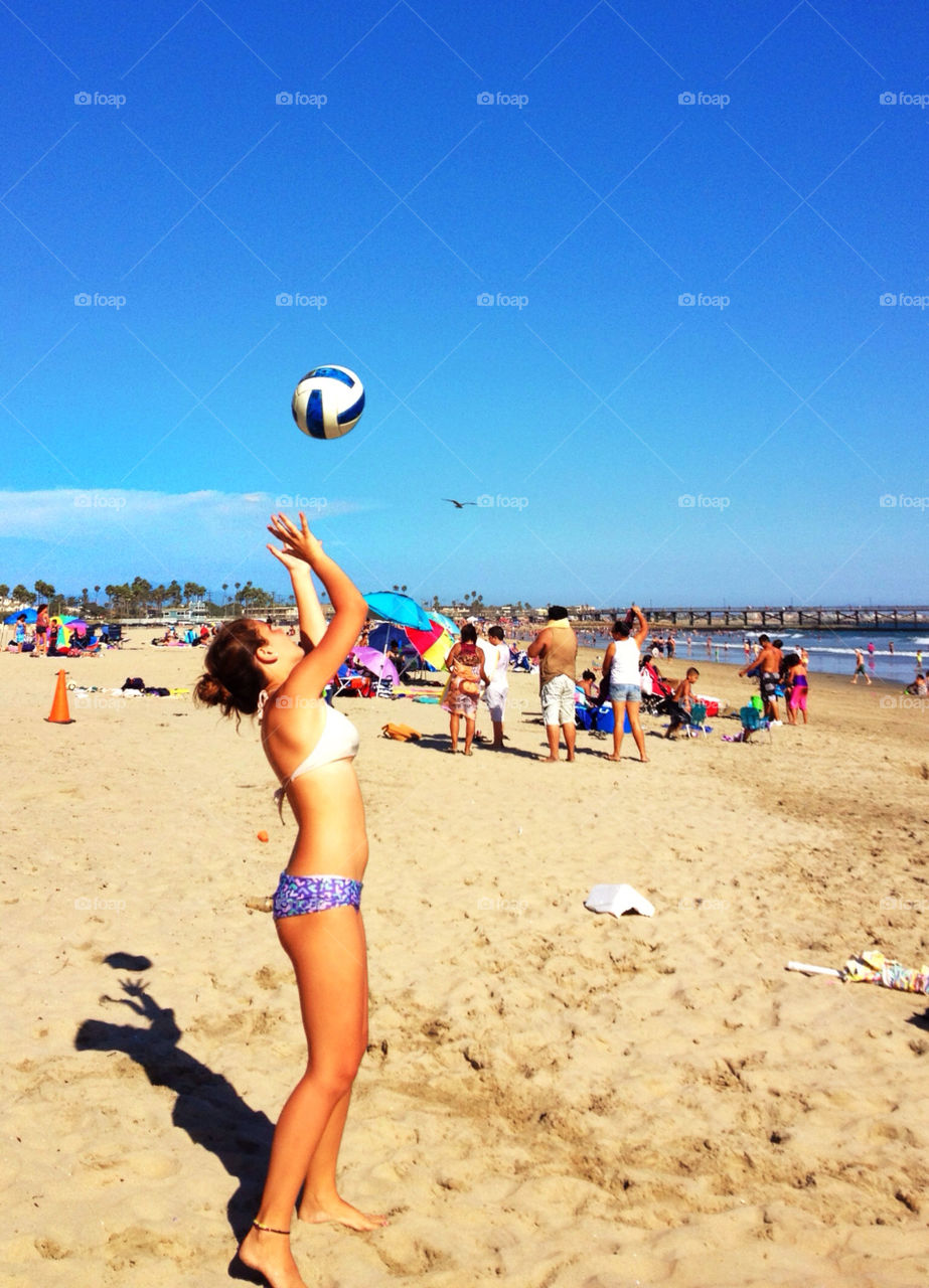 volleyball beach ocean sky by analia