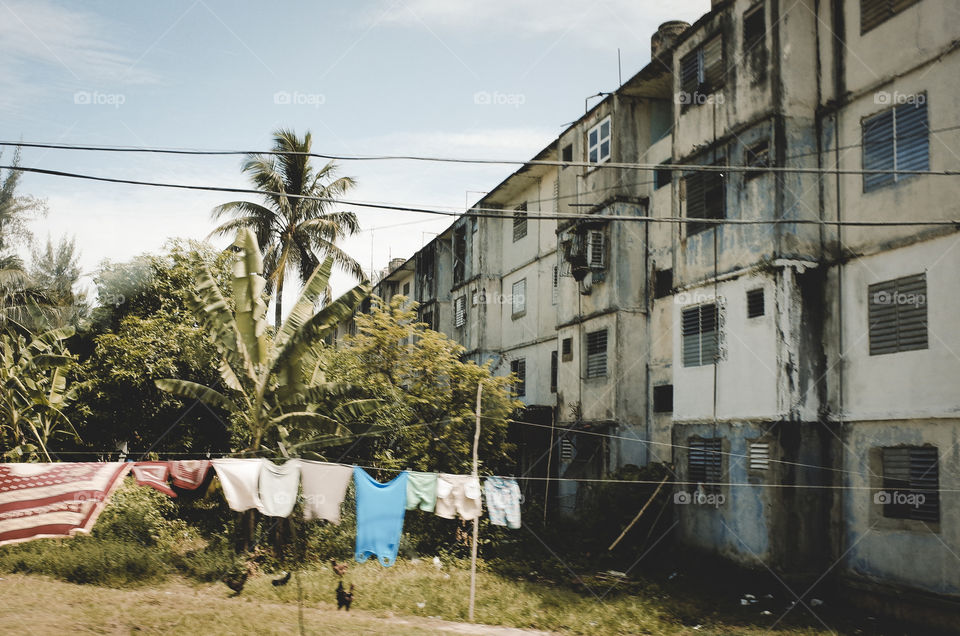 cuban streets.  Hot summer days.  laundry out to dry