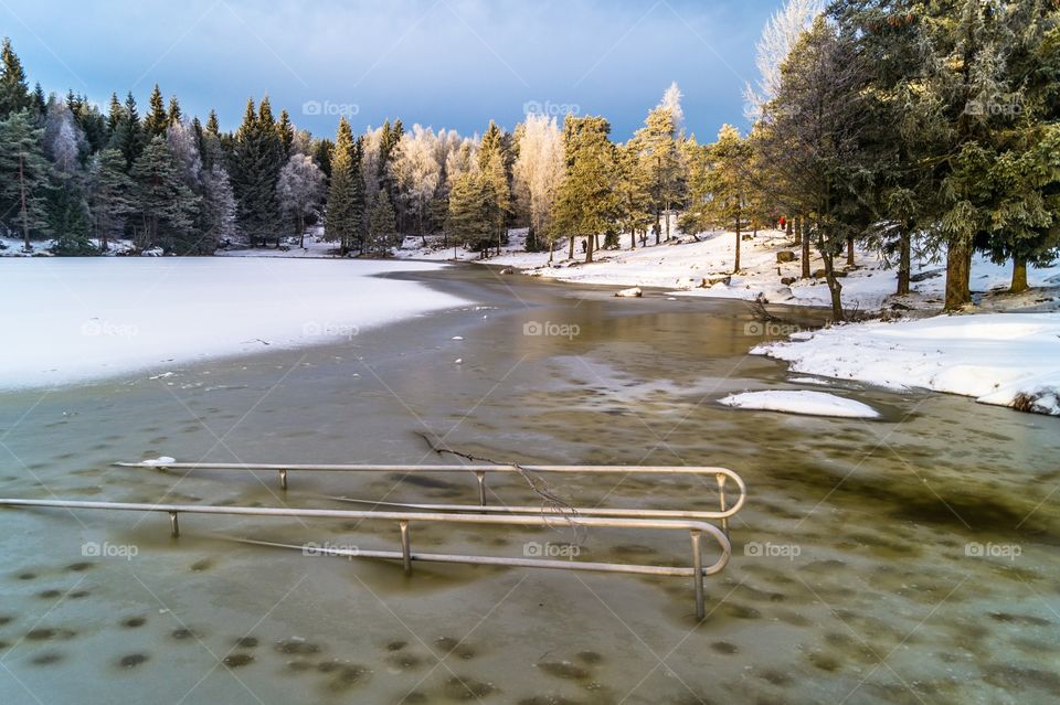 Frozen lake. Nordmarka, Norway 