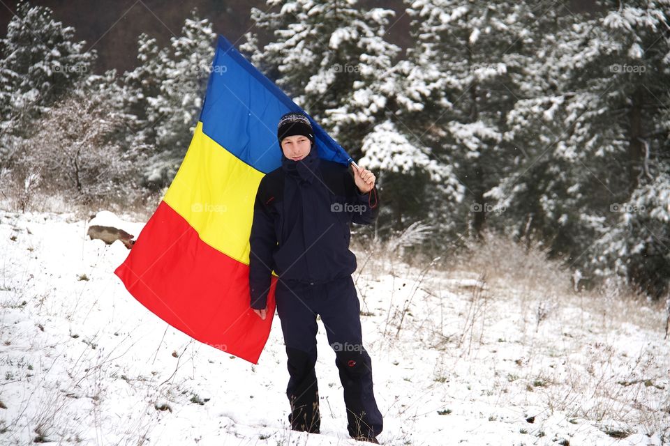 Man with romanian flag