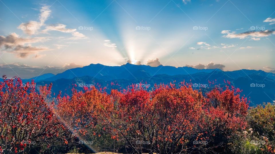 Beautiful mountain and sun set natural landscape