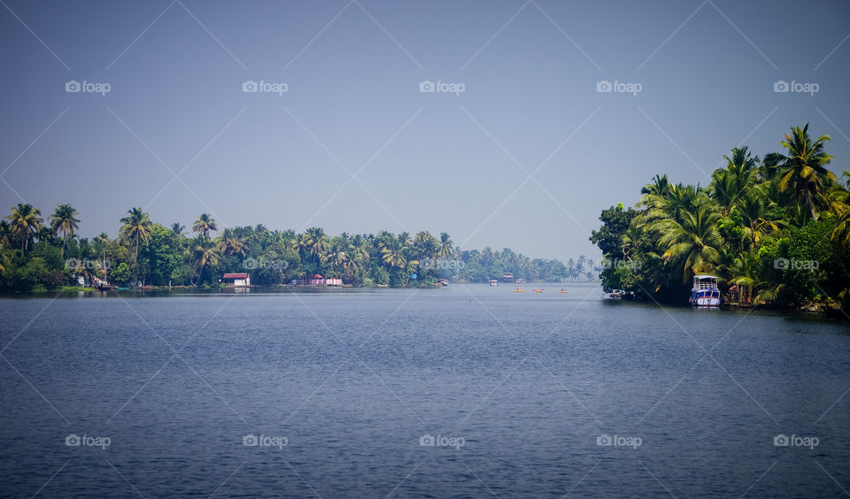 side of Lake Vembanad in Kerala, India