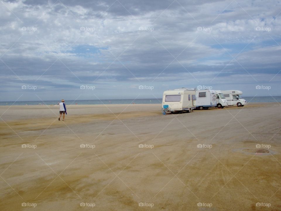 Motorhomes. Caravan and Motorhomes on beach
