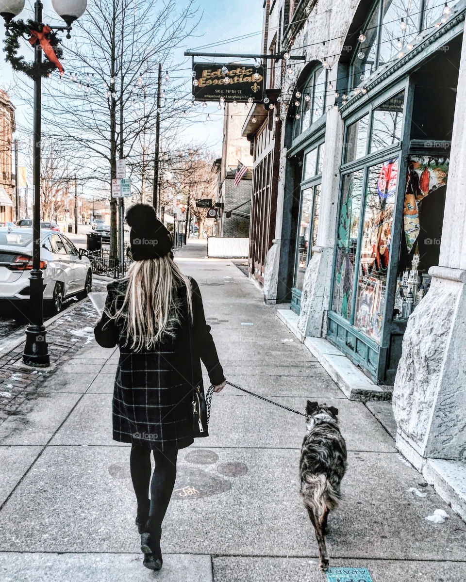 Taking a stroll with my mini aussie 