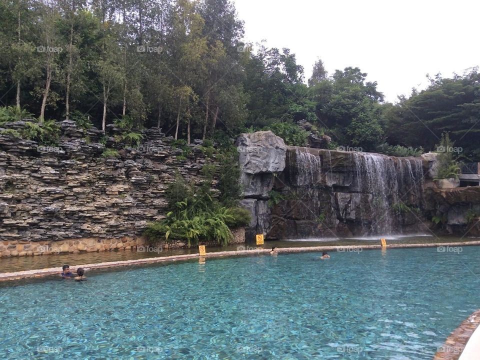 Waterfall and pool