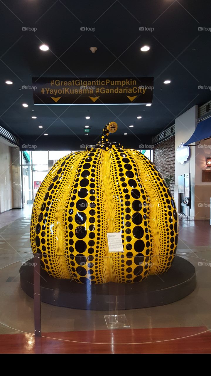 Yellow giant pumpkin at some mall in Jakarta