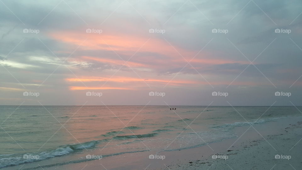 View of beach during sunset