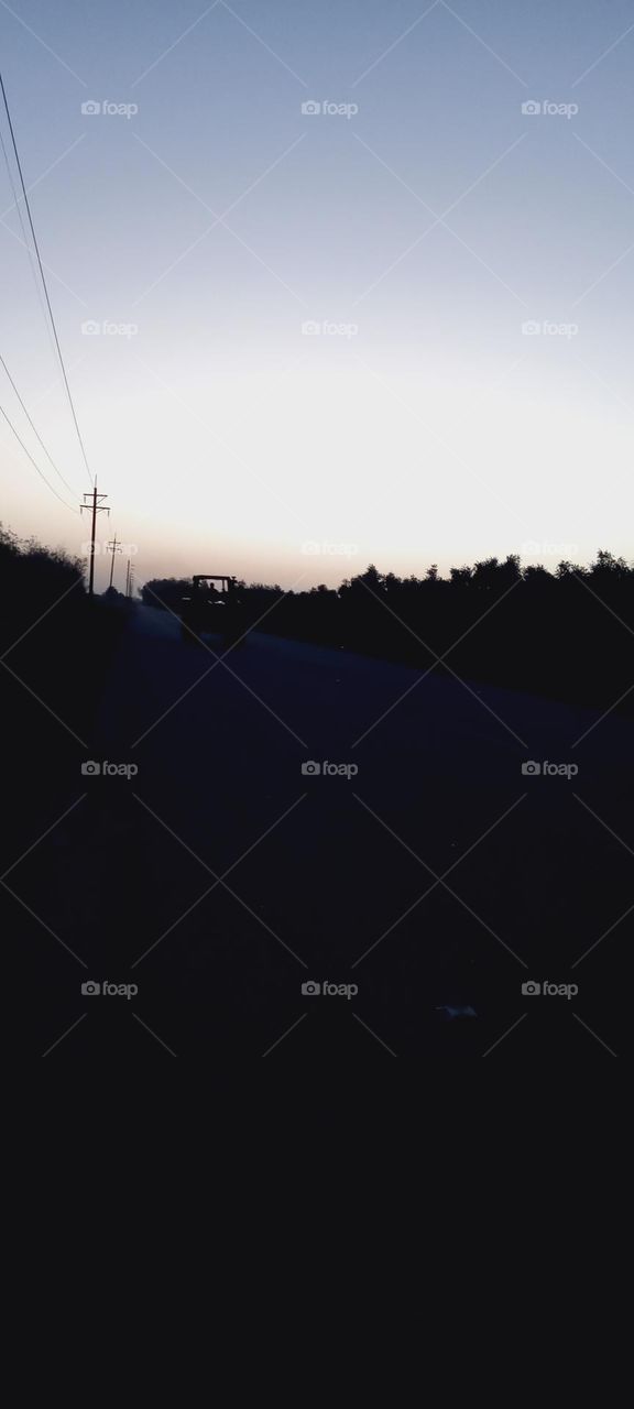 Plowing landscape on the road