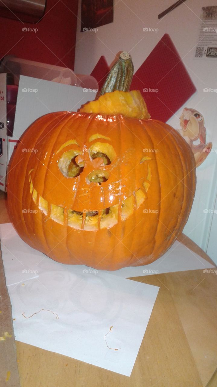 Happy Chester the cat pumpkin