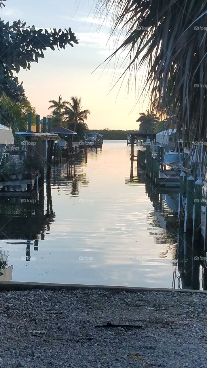 Beautiful inlet or canal in Fort Myers beach Florida