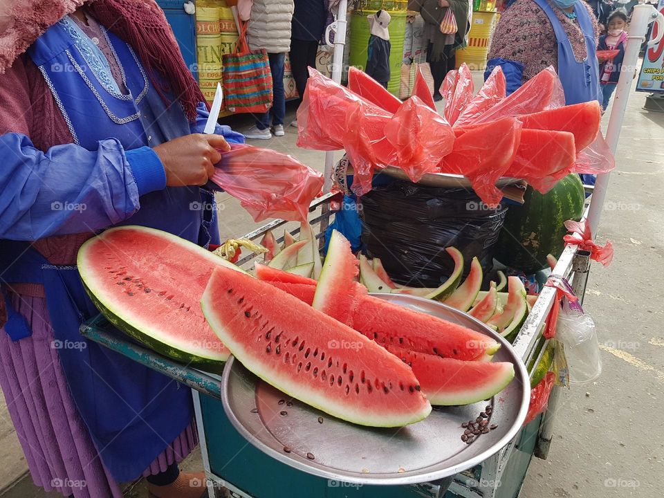 Watermelon seller's stand