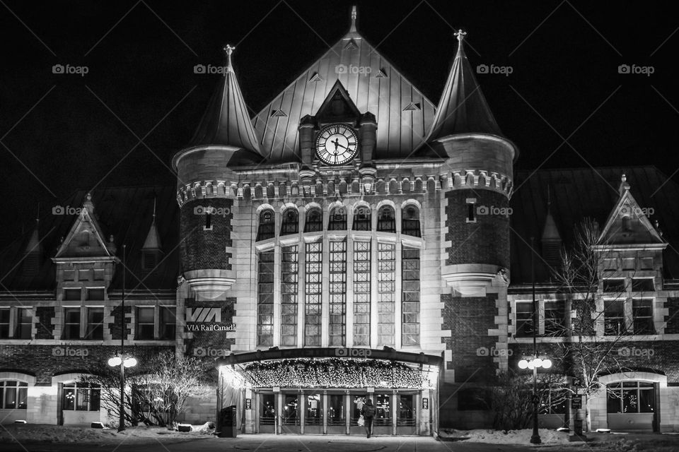 Railways station at night