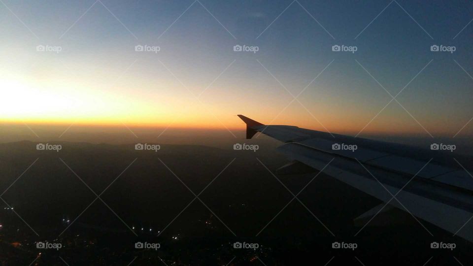 Sunset in the flight