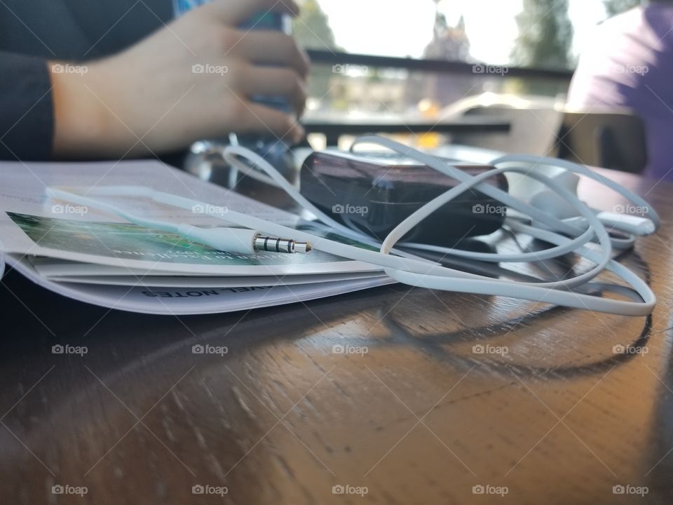 Earbuds on table