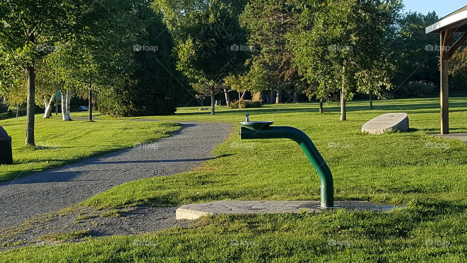 water fountain along walking trail
