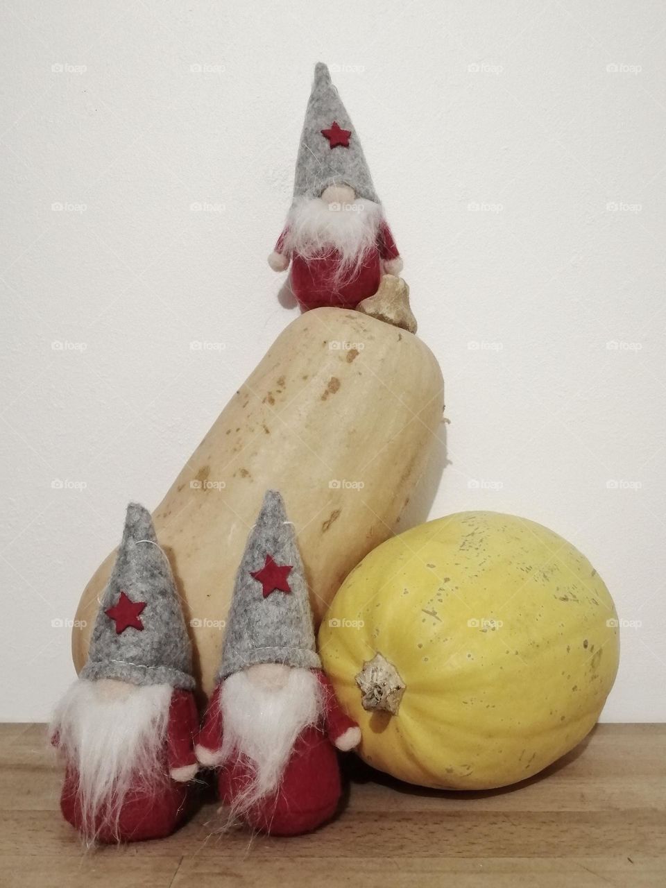 Santa Claus elves and butternut squashes