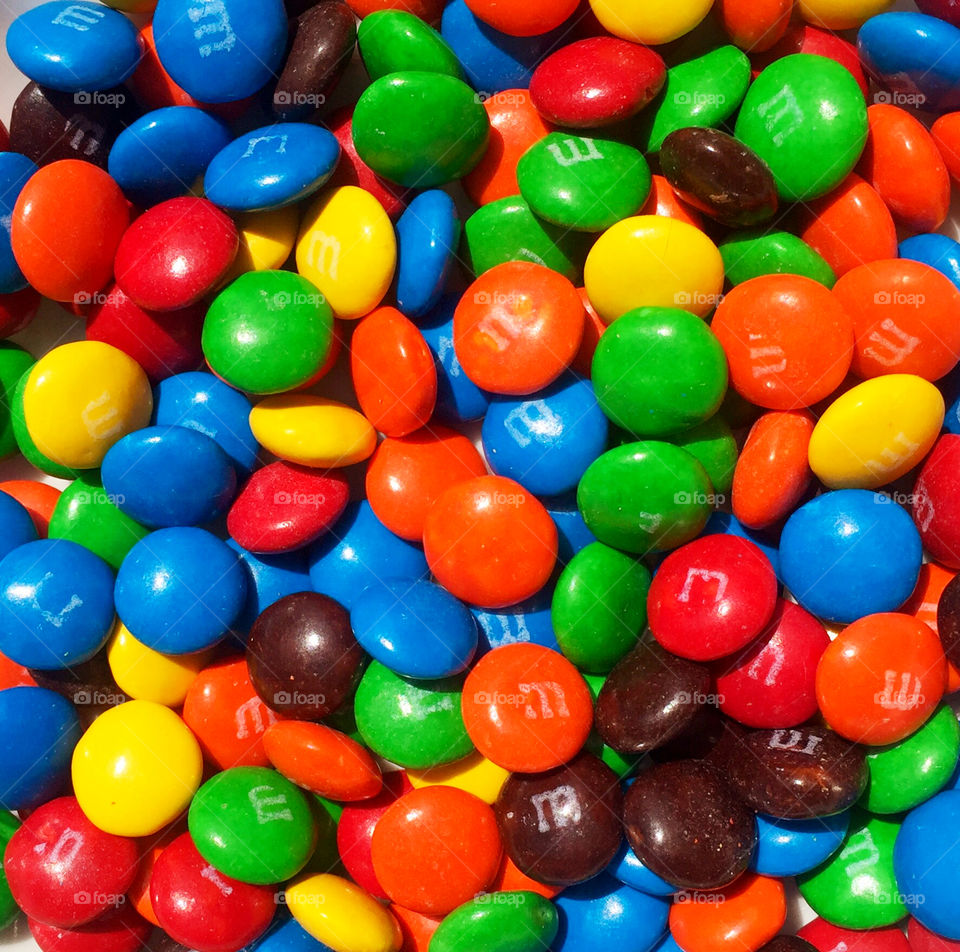 Colourful M&Ms candy detail close up