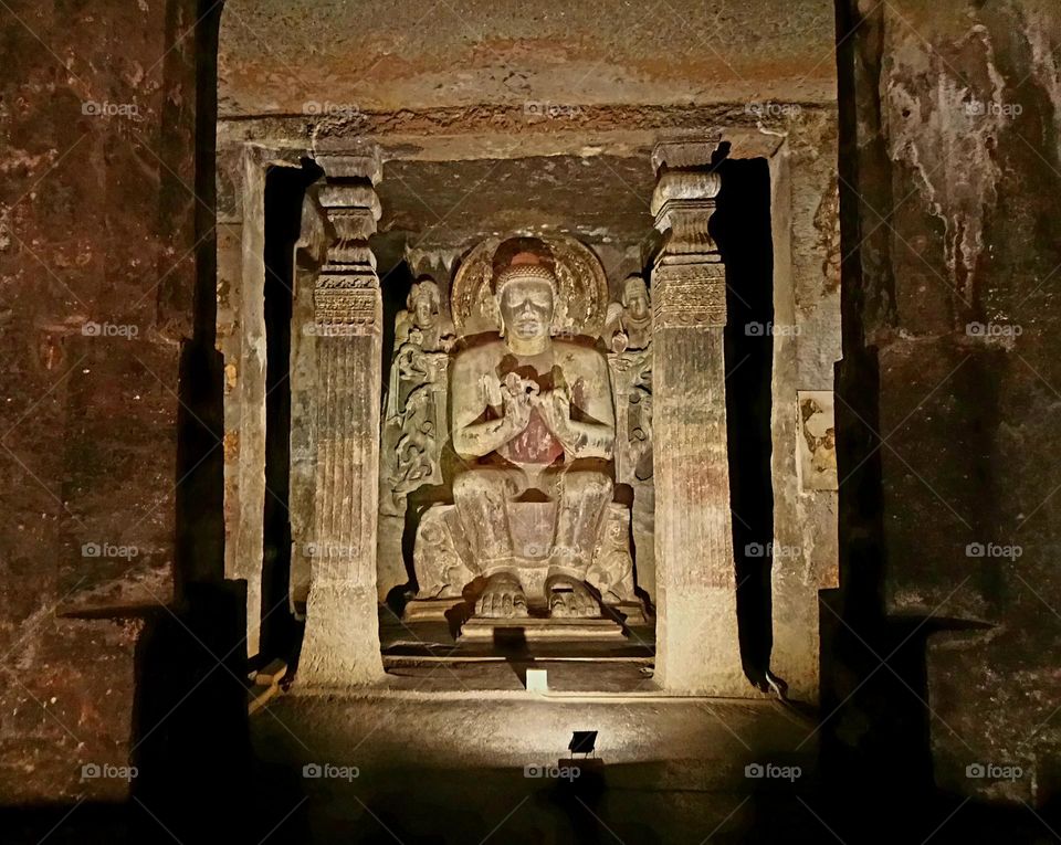 Fine art - Ajanta  - Stone - Buddha