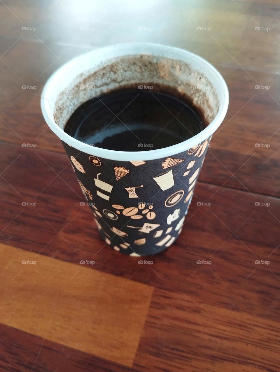 Black coffee on the table