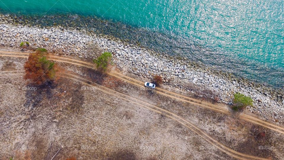 aerial photography from shore