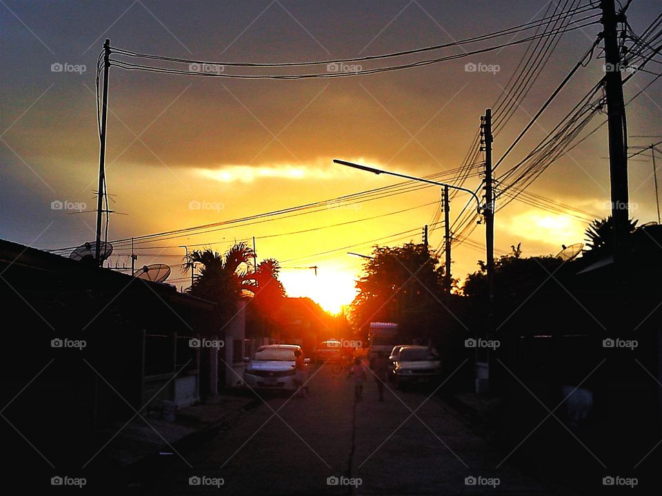 sunset. reflective light