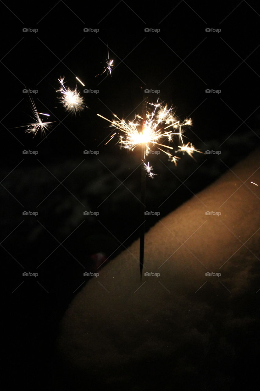 sparklers in the snow