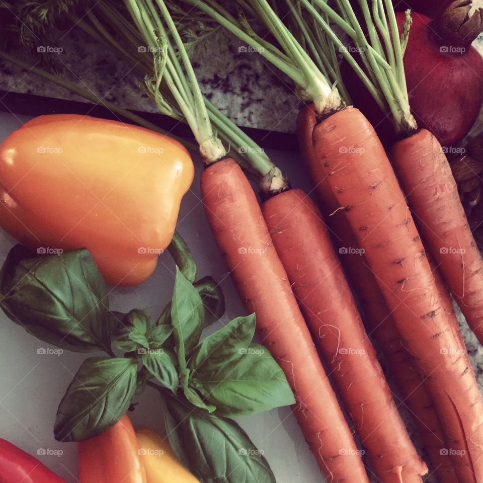 Produce on a cutting board