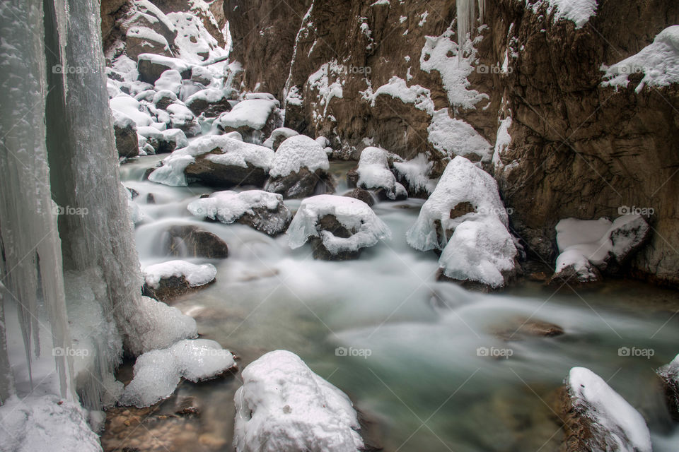 Frozen river falls