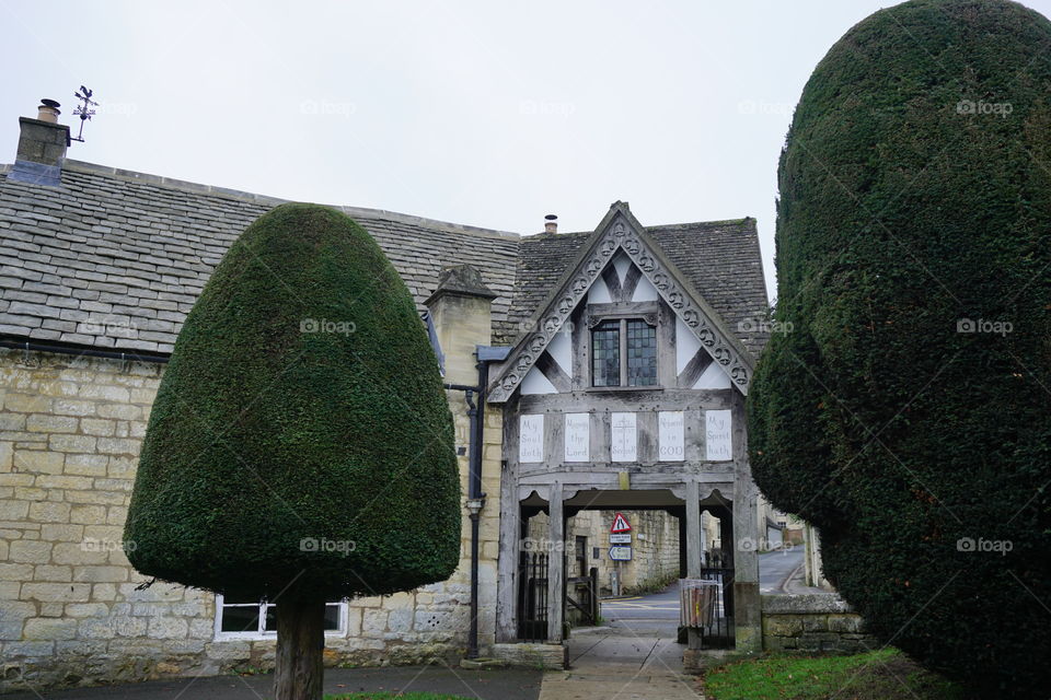 Tudor style architecture in an English churchyard