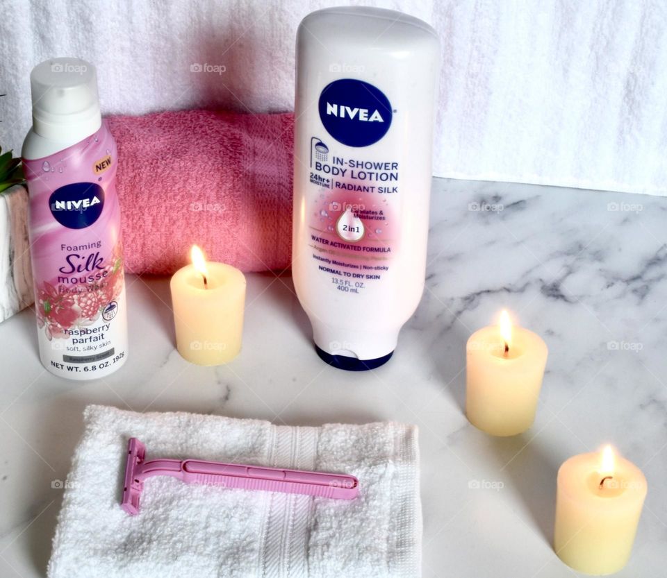 Nivea shaving cream and in shower body lotion