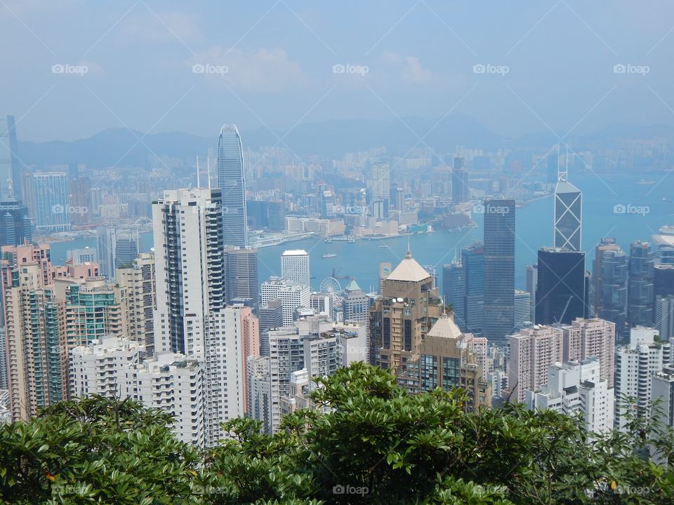 Hong Kong and Kowloon Skyline from Victoria Peak