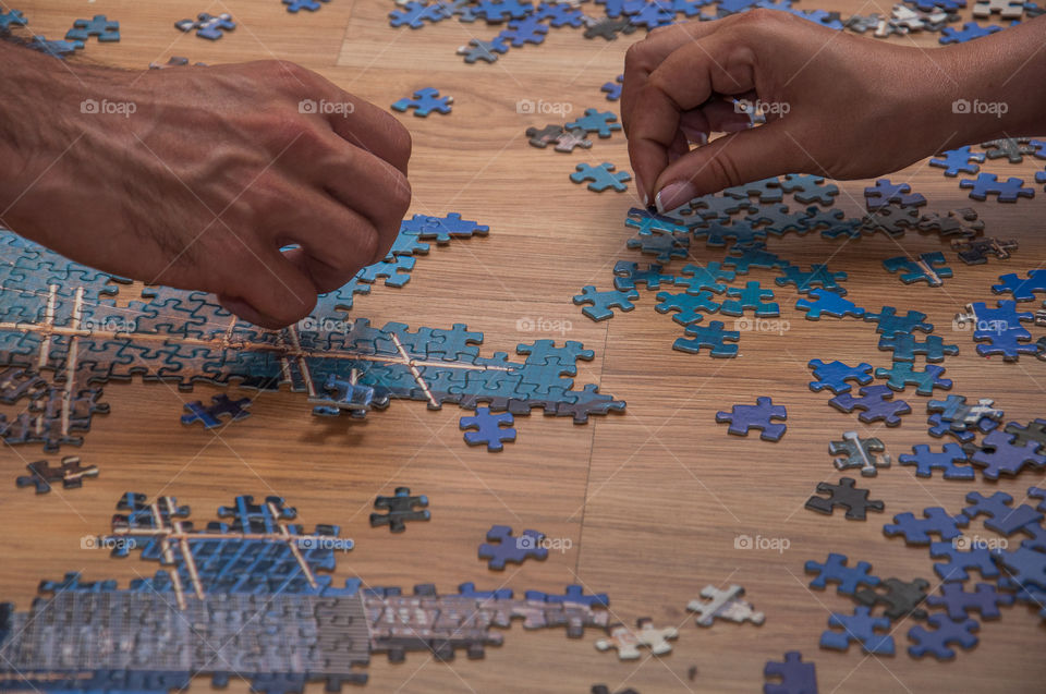 Working together on a puzzle