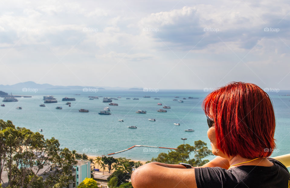 Beautiful and great View to the Cityscape, coastline and Beach of Pattaya District Chonburi  Thailand Southeast Asia during the Summertime