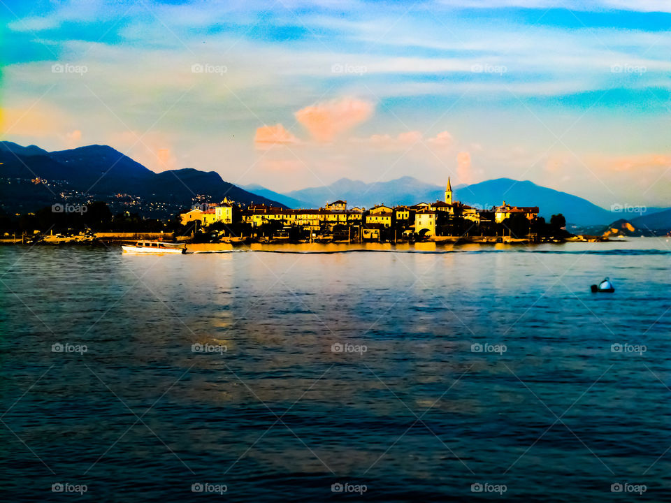 Island in Come lake in Italy