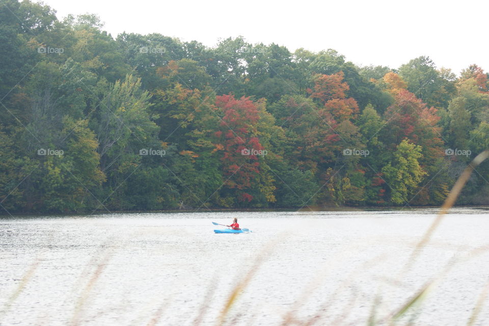 Kayaking on a beautiful fall day in northville Michigan 