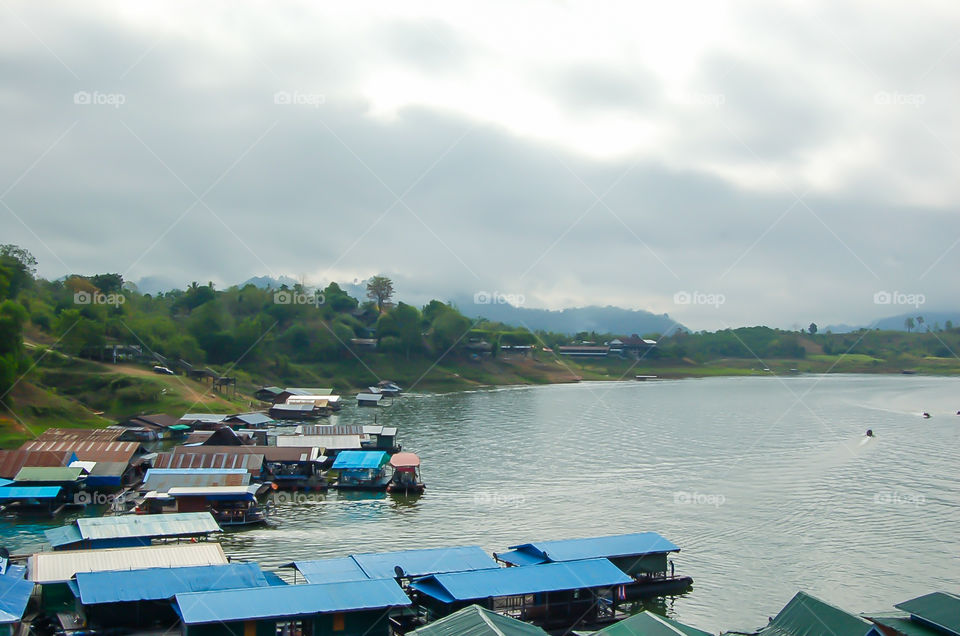 The beauty of Khao Laem reservoir in Kanchanaburi , Thailand.Thailand.