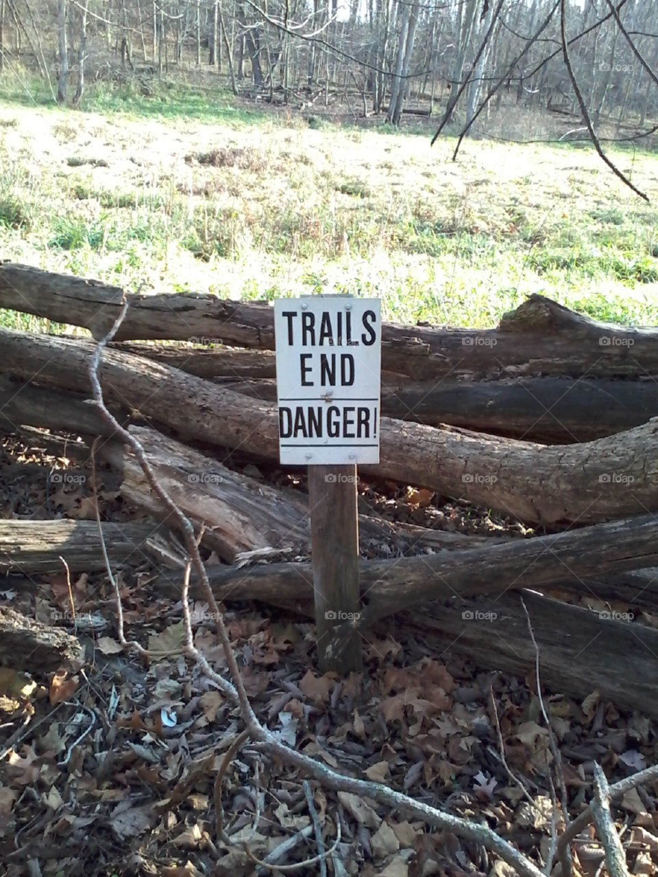 Trails end danger sign
