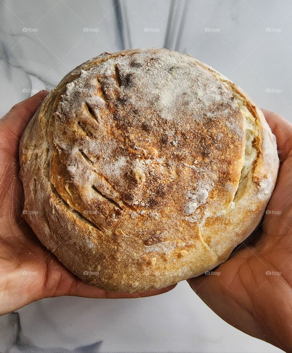 A loaf of sourdough bread.