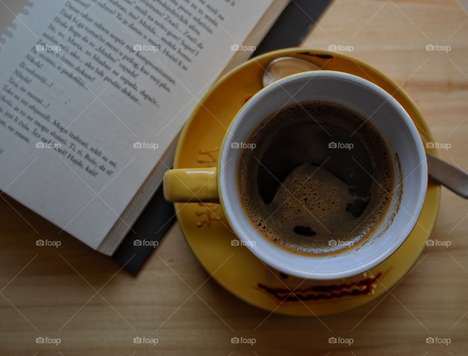 Coffee break with a book.