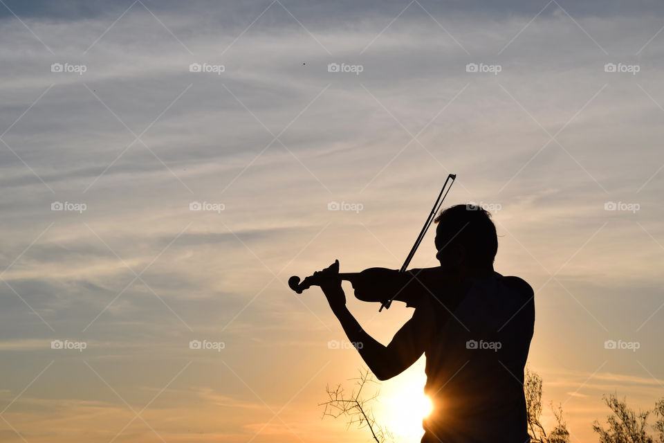 Sunset, Sky, Backlit, Silhouette, People