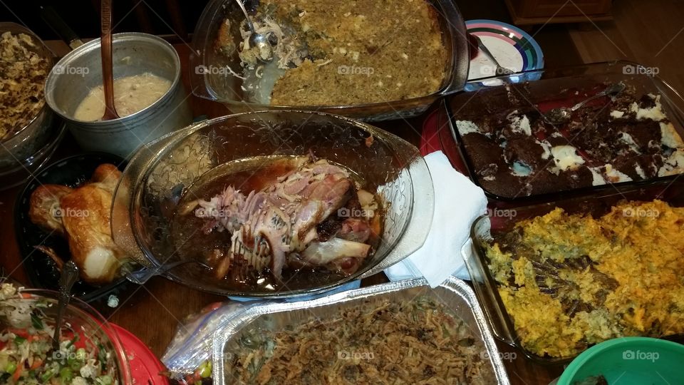 Turkey day feast. Thanksgiving day was a success