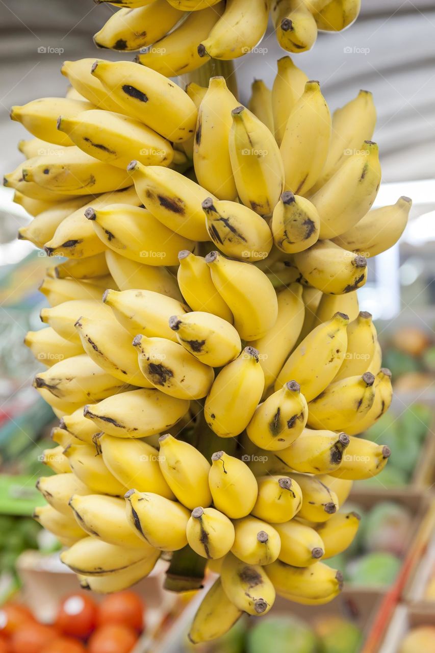 Bunch of ripe bananas in the market