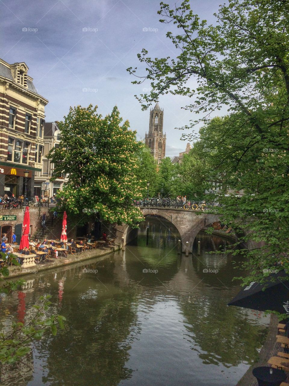 Utrecht Afternoon. Canal and bridge in Utrect
