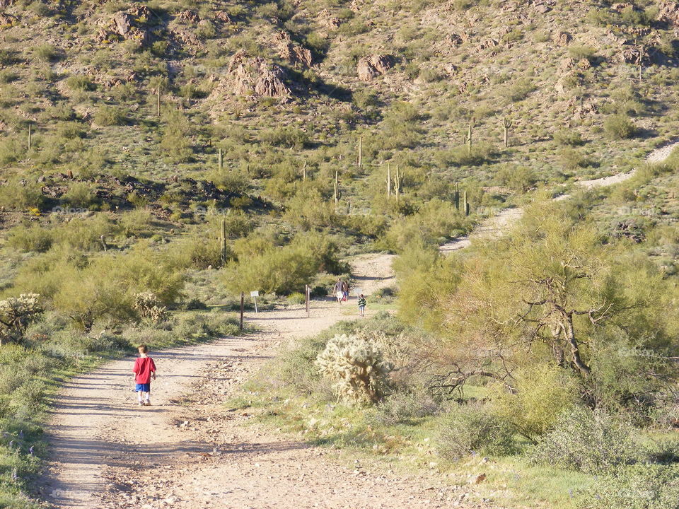 Hiking up the mountain path in Arizona