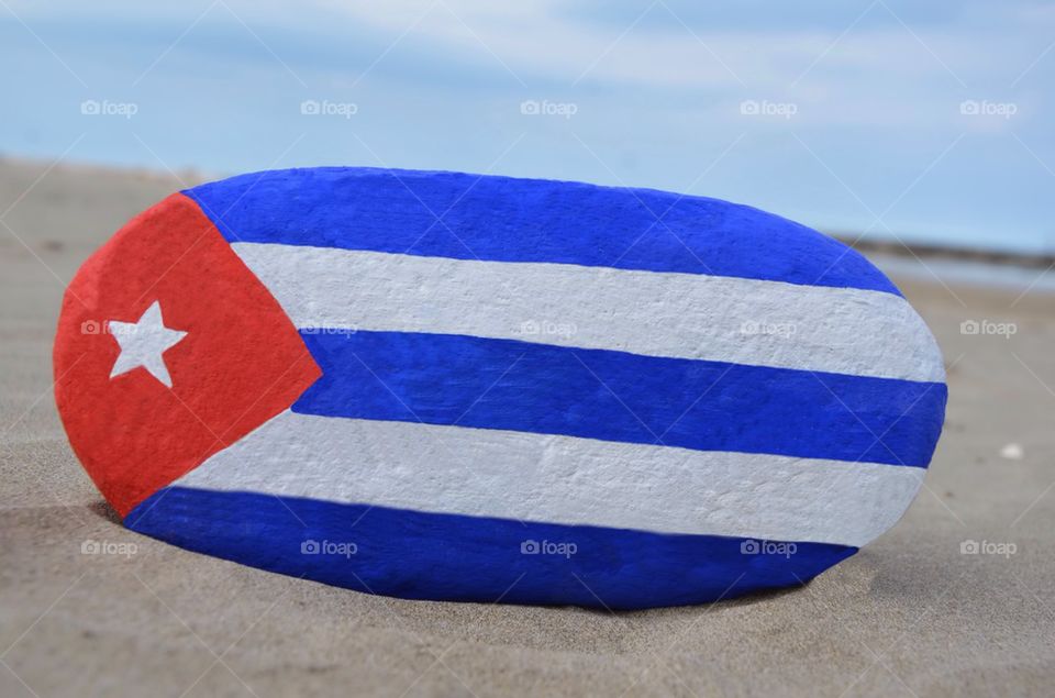 Flag of Cuba on a stone