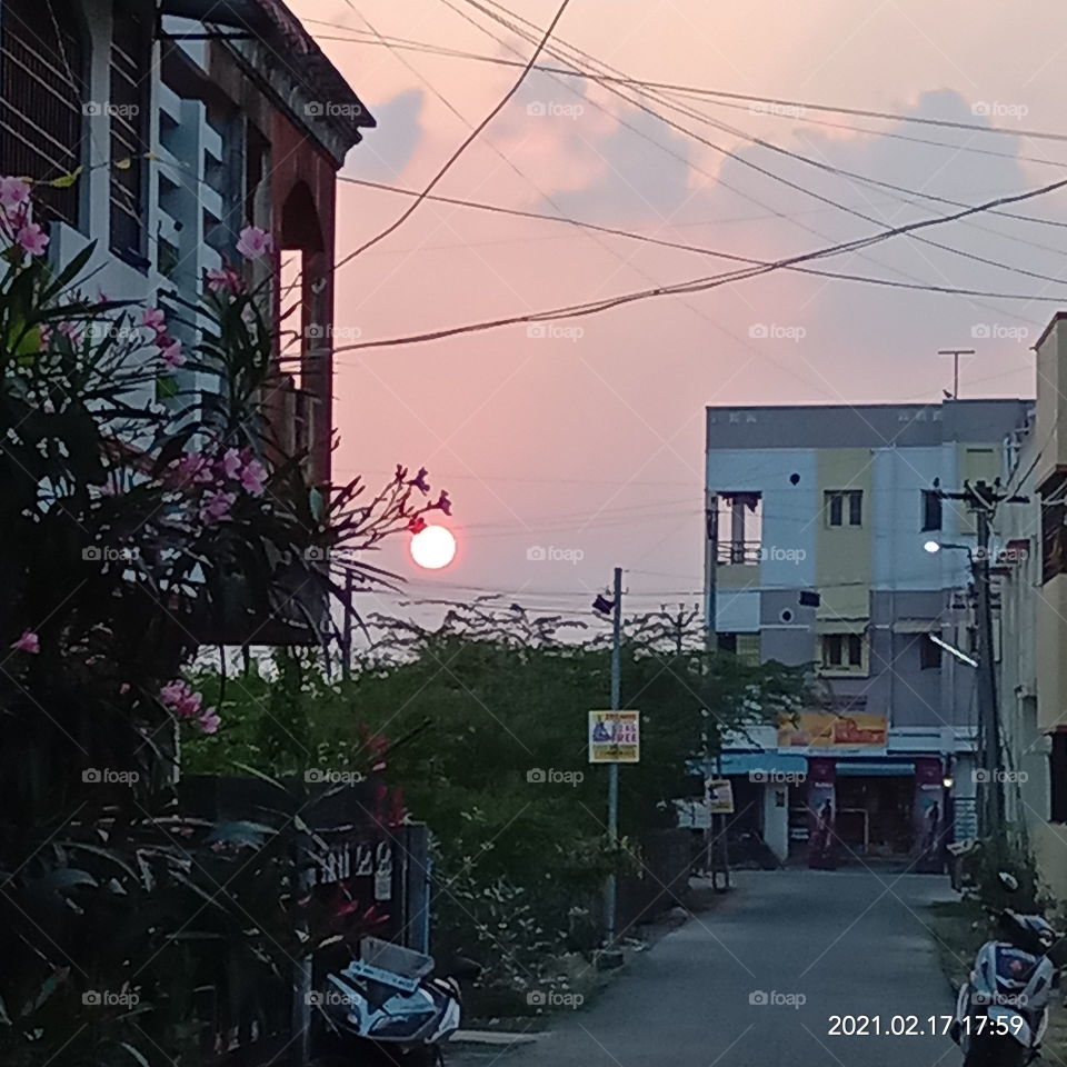 Beautiful sunset at evening