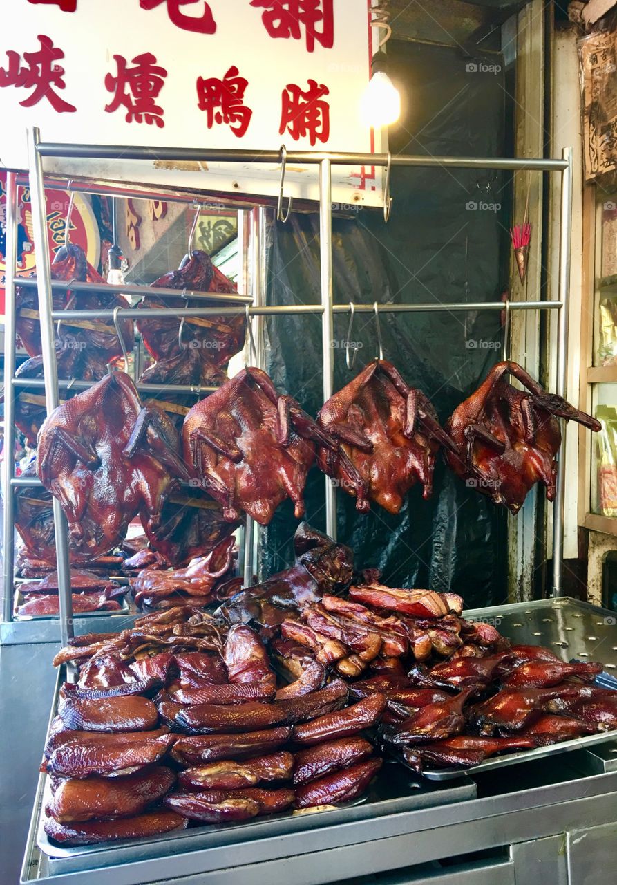 Roasted ducks in China town 