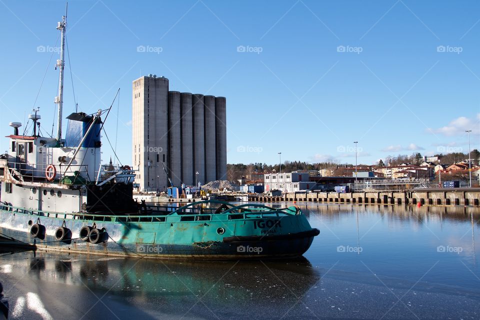 Silo at the harbor in Norrtälje, Sweden 