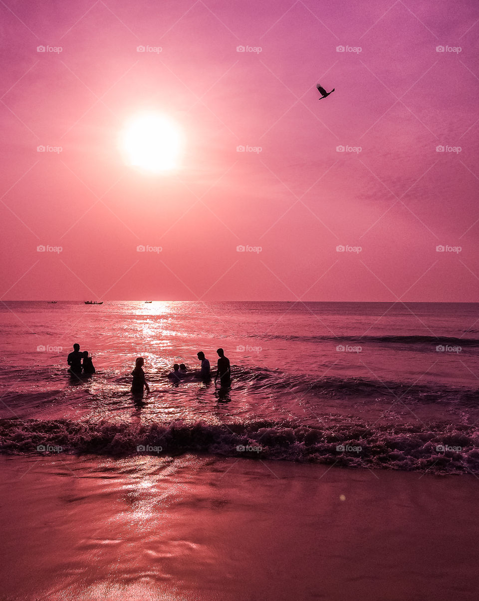 beautiful beach silhouette 