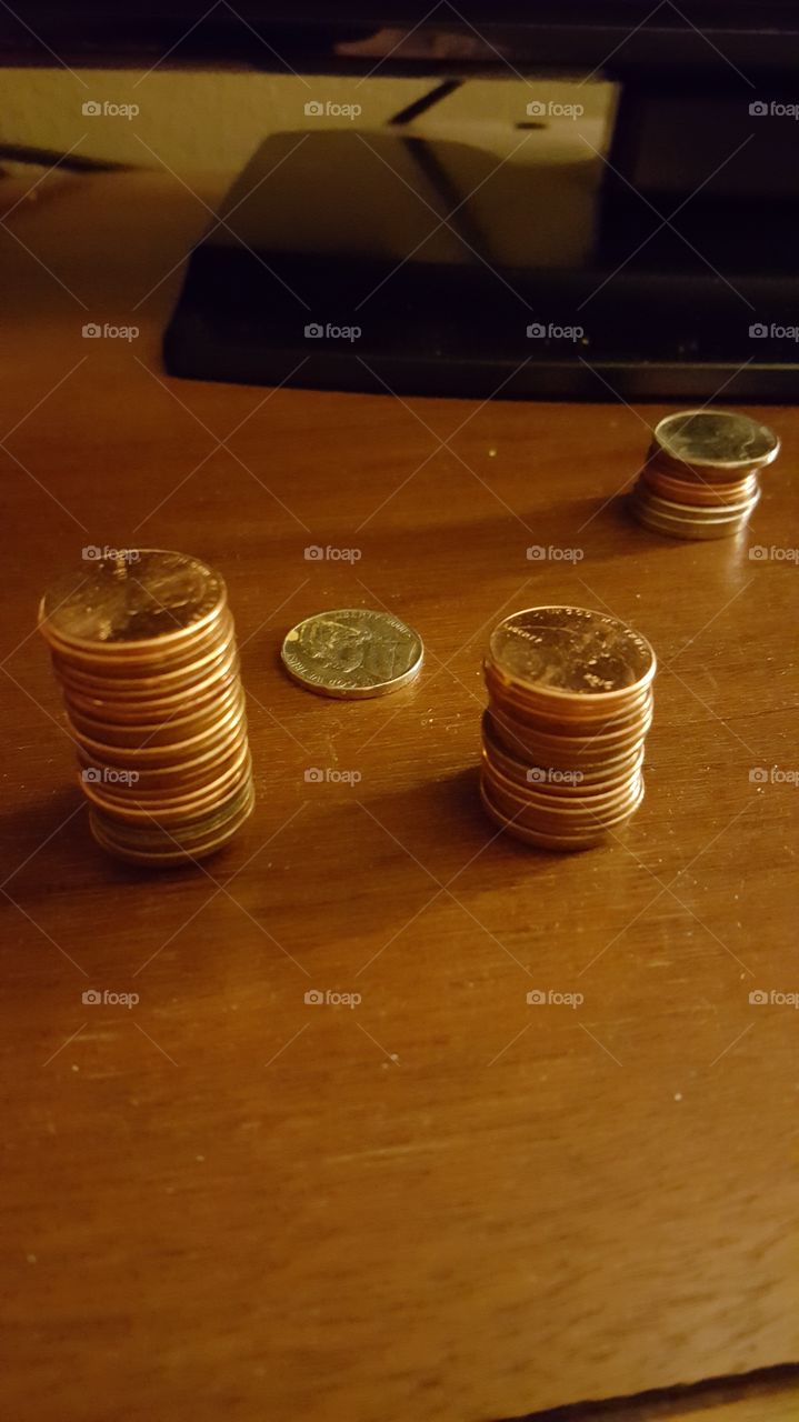 These are some pennies that I stacked on top of each other. I hope the lighting isn't bad in this one.